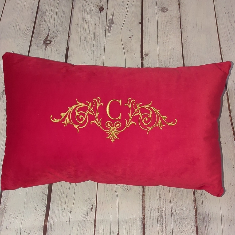 Festive Red and Gold Accent Pillow for Holiday Decor